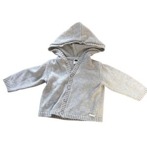 Janie and Jack Baby Gray Knit Hooded Cardigan Sweater 6 to 12 Months